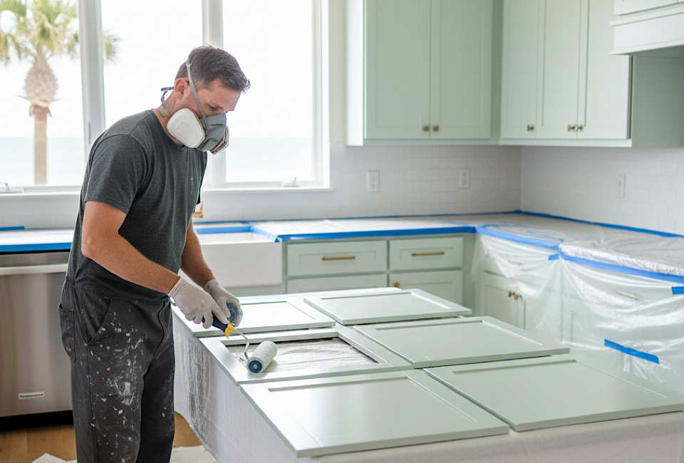 Cabinet Company in Myrtle Beach Painting Cabinets for Client